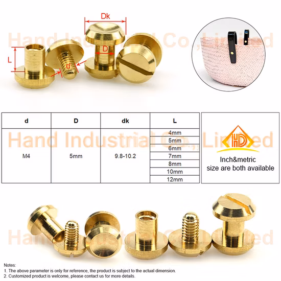 M3 M4 5 6 8 10 12mm Gold Titan Barrel Nut Bolt Male Female Nail Titanium Brass Chicago Binding Screw